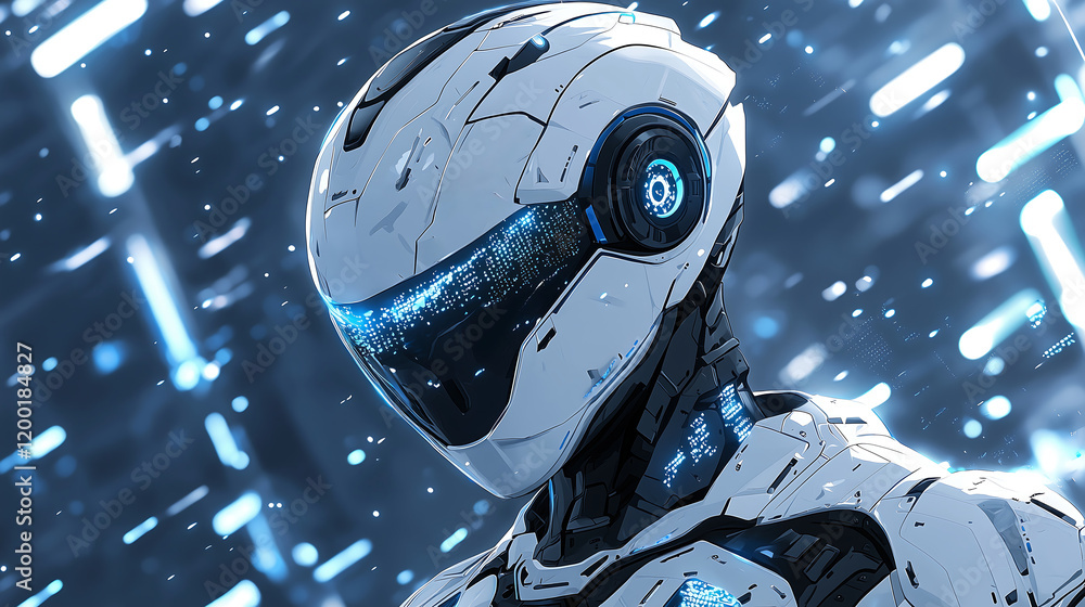 Poster sleek futuristic humanoid robot featuring advanced artificial intelligence technology with minimalis