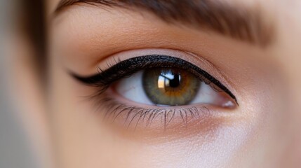 Obraz premium Close-up of a woman's eye with stunning makeup
