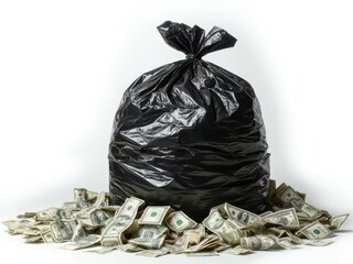 a black garbage bag filled with money