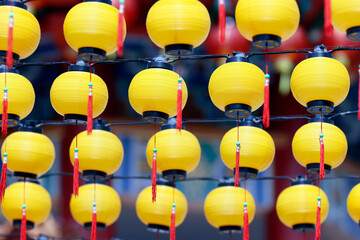 Lanterns decorations at chinese Thean Hou Temple dedicated to the goddess Mazu and Guan Yin. Kuala Lumpur. Malaysia.