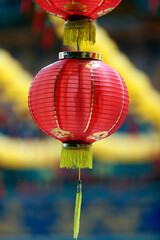 Lanterns decorations at chinese Thean Hou Temple dedicated to the goddess Mazu and Guan Yin. Kuala...