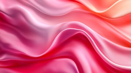 Obraz premium Abstract silk fabric in flowing shades of pink and coral, creating a soft and elegant visual effect.