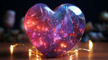 glowing purple heart,.Generative AI
