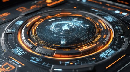 Futuristic digital interface displaying a global map with glowing elements and data streams