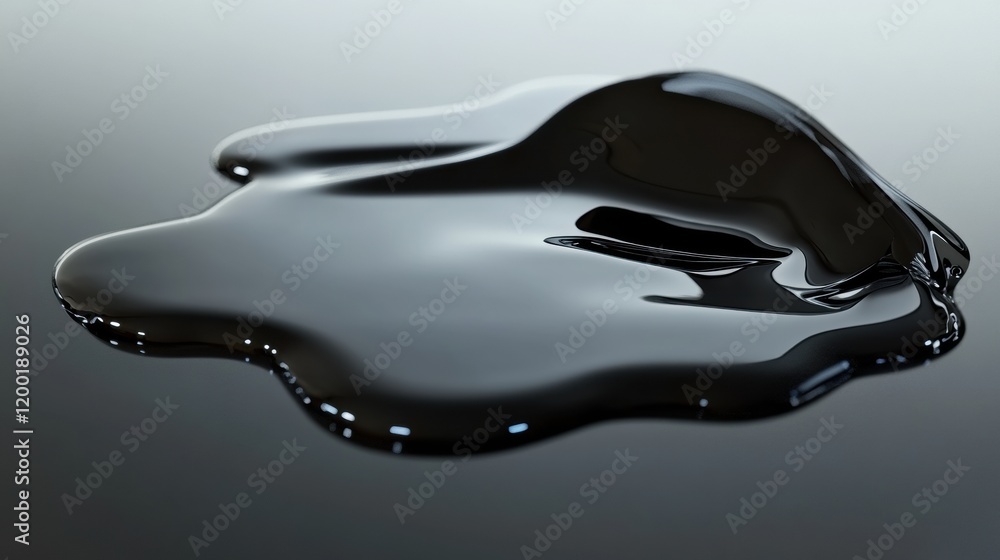 Poster shiny black oil puddle reflecting light in an industrial setting during daylight hours. generative a