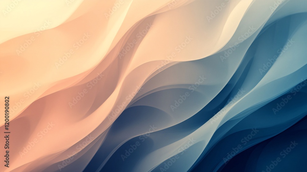 Poster abstract flowing waves in soft pastel hues create a serene and calming atmosphere.