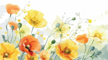 Vibrant Yellow Watercolor Bouquet Composition