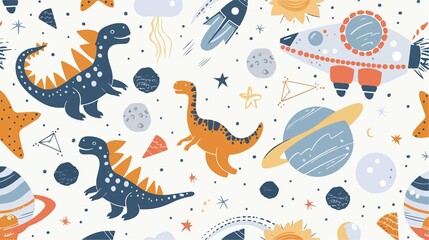 Vibrant Childish Seamless Pattern with Hand-Drawn Cut Elements
