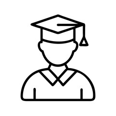 student graduation icon, student graduation line art - simple line art of student graduation, perfect for student graduation logos and icons and themed design 