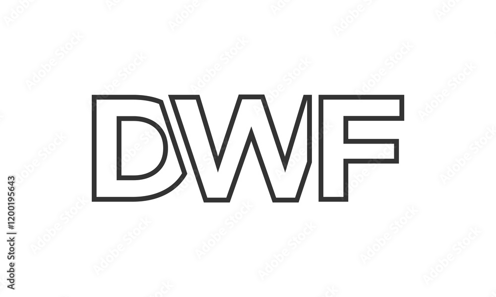 Poster dwf logo design template with strong and modern bold text. initial based vector logotype featuring s