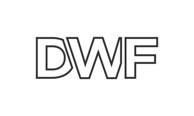 DWF logo design template with strong and modern bold text. Initial based vector logotype featuring simple and minimal typography. Trendy company identity.