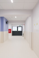 Empty Modern Hallway with Fire Safety Equipment