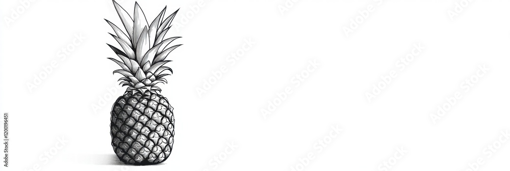 Aufkleber Pineapple standing alone on a plain background highlighting texture and shape of this tropical fruit. Generative AI
