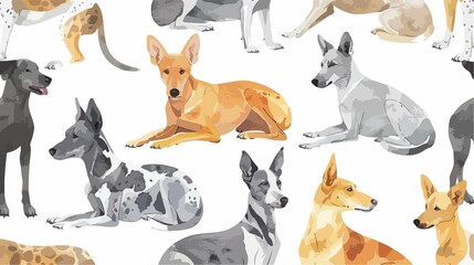 Elegant Watercolor Seamless Pattern with Cute Hand Drawn Elements