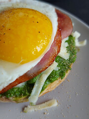Egg with ham on plate