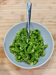 Green Pasta in a bowl