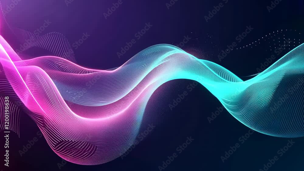 Leinwandbilder video with a mesmerizing digital art piece featuring a wavy, abstract design in shades of pink and b
