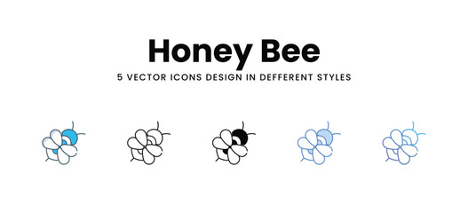 Honey Bee icons in different style vector stock illustration