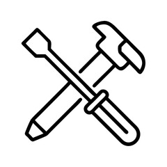 tools icon, tools line art - simple line art of tools, perfect for tools logos and icons and themed design 