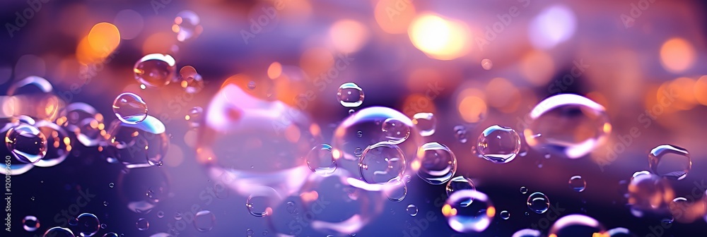 Poster bubbles floating gracefully in soft light during twilight hour. generative ai
