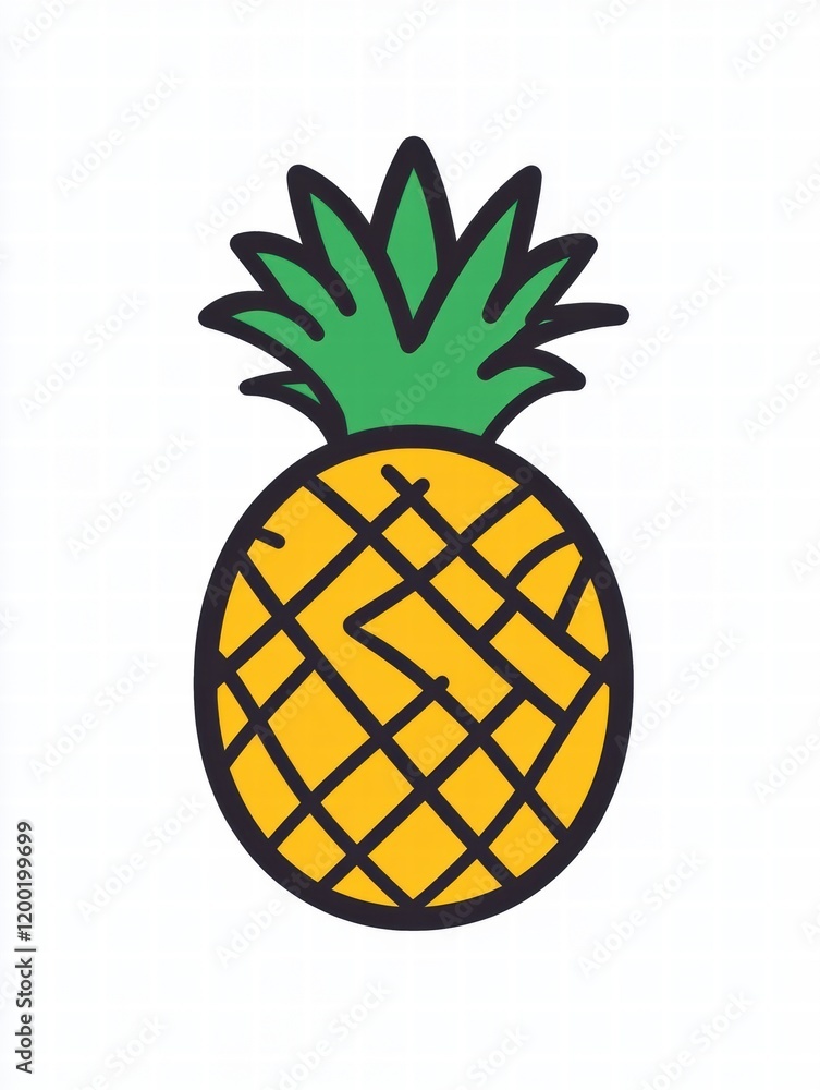 Aufkleber brightly colored pineapple illustration on a plain background showcasing vibrant tropical fruit as a