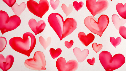 Obraz premium Watercolor Hearts Pattern