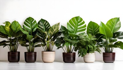 Obraz premium Modern Indoor Plant Arrangement with Various Foliage