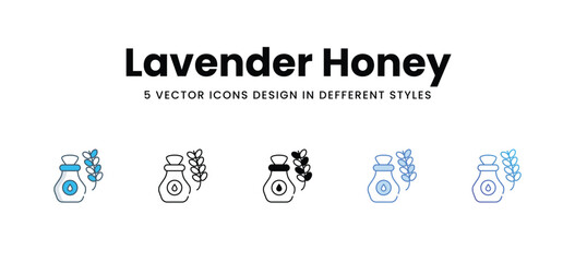 Lavender Honey icons in different style vector stock illustration