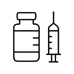 vaccine bottle icon, vaccine bottle line art - simple line art of vaccine bottle, perfect for vaccine bottle logos and icons and themed design 