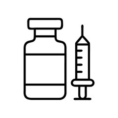 Obraz premium vaccine vial bottle icon, vaccine vial bottle line art - simple line art of vaccine vial bottle, perfect for vaccine vial bottle logos and icons and themed design 