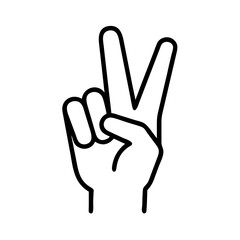 victory sign icon, victory sign line art - simple line art of victory sign, perfect for victory sign logos and icons and themed design 