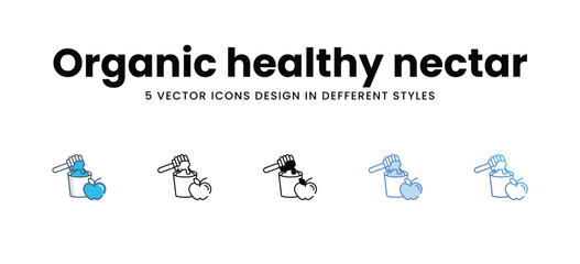 Organic healthy nectar icons in different style vector stock illustration © vector squad