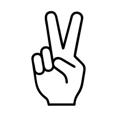 victory sign icon, victory sign line art - simple line art of victory sign, perfect for victory sign logos and icons and themed design 