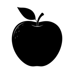 Apple Silhouette Vector Art Illustration - Black Color Apple Artwork Design