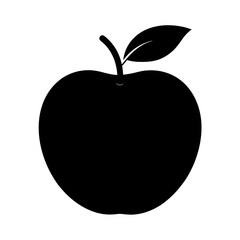 Apple Silhouette Vector Art Illustration - Black Color Apple Artwork Design
