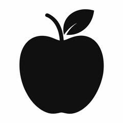 Apple Silhouette Vector Art Illustration - Black Color Apple Artwork Design