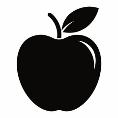 Apple Silhouette Vector Art Illustration - Black Color Apple Artwork Design