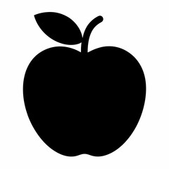 Apple Silhouette Vector Art Illustration - Black Color Apple Artwork Design