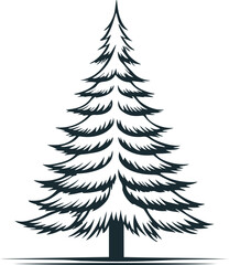 only line art in a bold line of a Christmas pine tree line art vector with no color background 9.eps