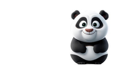 Fototapeta premium Cartoon representation of a cute panda character sitting with a cheerful expression on a plain background