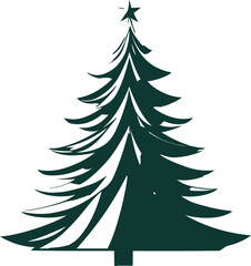 only line art in a bold line of a Christmas pine tree line art vector with no color background 16.eps