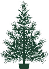 only line art in a bold line of a Christmas pine tree line art vector with no color background 15.eps