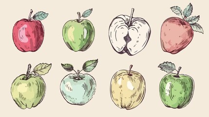 Creative Hand-Drawn Apple Fruits Vector Set for Designs