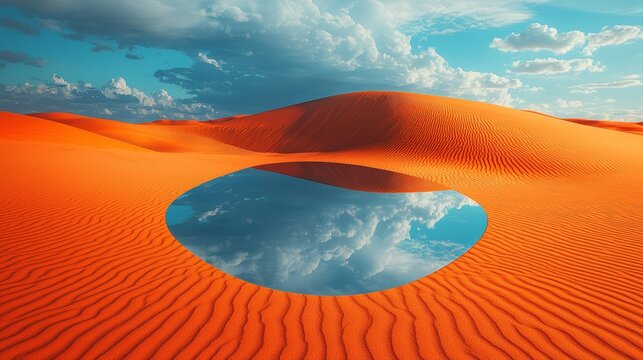 A surreal desert littered with mirrors, each one casting a reflection of a different dimension where the scenery constantly changes, providing glimpses into parallel worlds