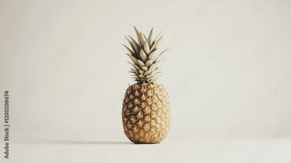 Fototapete fresh pineapple displayed on a neutral background showcasing its unique texture and vibrant color du