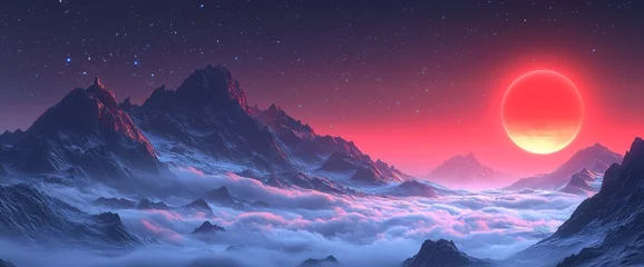 Gardinen Dramatic portrayals of alien worlds featuring vibrant colors and surreal landscapes © serdon