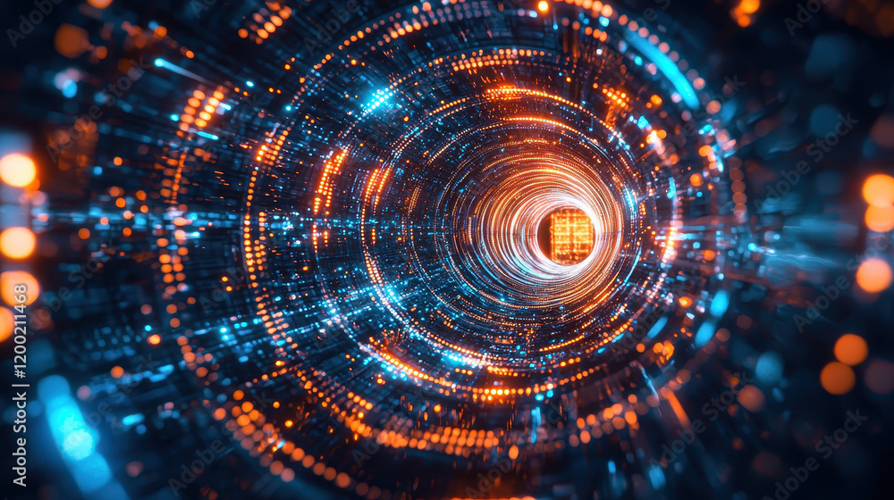 Poster macro shot of a graphene nanotransistor in a vibrant microchip with glowing circuits showcasing adva