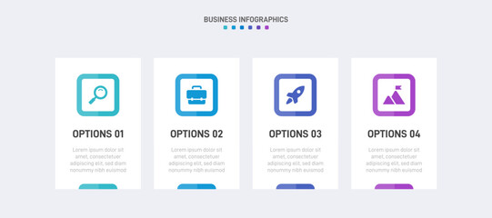 Horizontal progress bar featuring 4 arrow-shaped elements, symbolizing the four stages of business strategy and progression. Clean timeline infographic design template. Vector for presentation