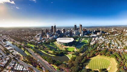 Aerial View of Melbourne City and Melbourne Cricket Groundd image