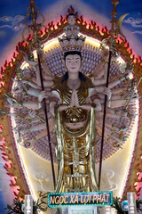 Quan Am Phat Dai buddhist temple.  Quan Am  (Quanyin) bodhisattva of compassion or goddess of Mercy. Bac Lieu. Vietnam. .